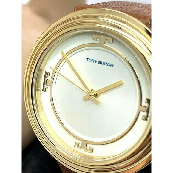 Tory Burch Accessories - Tory Burch Women's Watch TBW6100 Quartz Silver Dial 34mm Gold Brown Leather